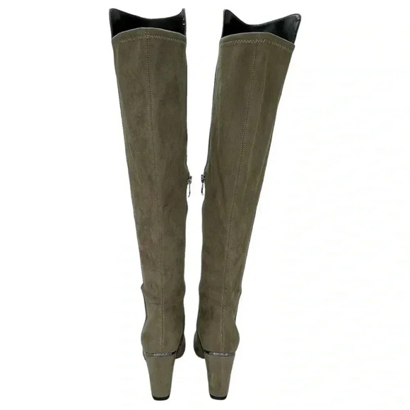 DKNY Cilli Womens OTK Stretch Microsuede Light Military Green Boots Size 5M - Picture 10 of 16